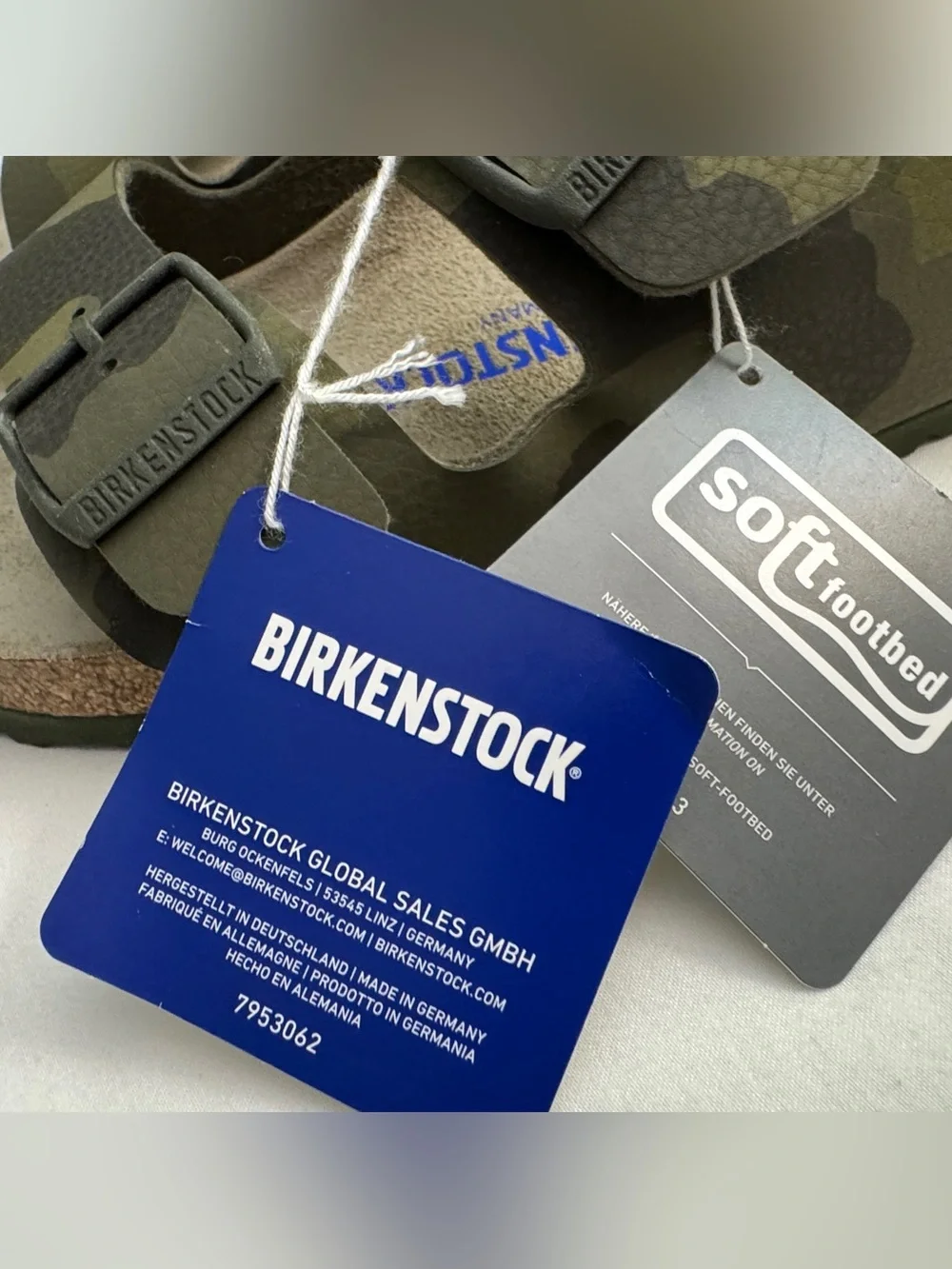 Birkenstock Arizona Camouflage Two-Strap Sandals - Olive & Dark Green size 42